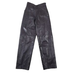 Vintage Cosein Leather Pants Womens 8 Purple High Rise Straight Stretch Corpcore